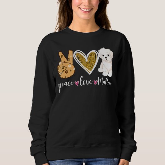 Peace Love Maltese Dog Fun Maltese Lover Dog Dad D Trui (Voorkant)
