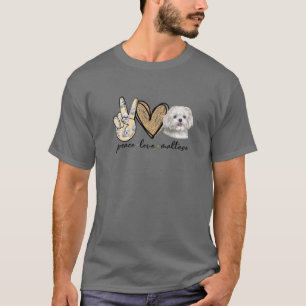 Peace Love Maltese Hondenliefhebber Moederdag Kers T-shirt