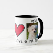 Peace Love Maltese Hondenliefhebbers Mok (Voorkant rechts)