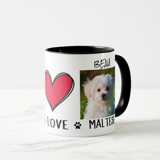 Peace Love Maltese Hondenliefhebbers Mok (Voorkant rechts)