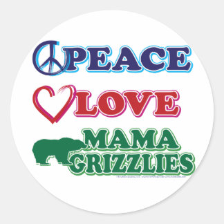 Peace-Love-Mama-Grizzlies Ronde Sticker