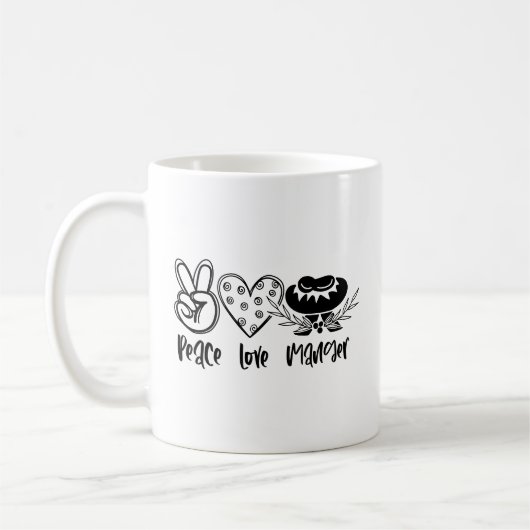 Peace Love Manger Kerstmis Koffiemok (Links)