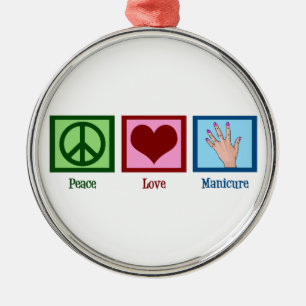 Peace Love Manicure Metalen Ornament