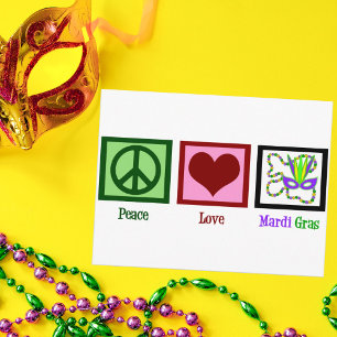Peace Love Mardi Gras Briefkaart