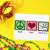 Peace Love Mardi Gras Briefkaart