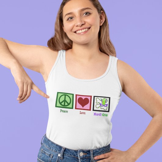 Peace Love Mardi Gras Custom Tanktop