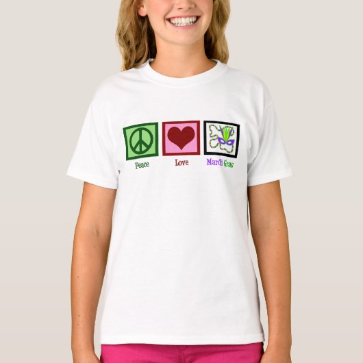 Peace Love Mardi Gras Kinder T-shirt (Voorkant)