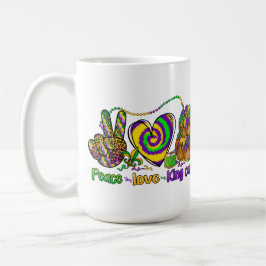 PEACE LOVE MARDI GRAS KING CAKE KOFFIEMOK
