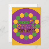 Peace Love Mardi Gras Paars Gold Briefkaart (Voorkant / Achterkant)