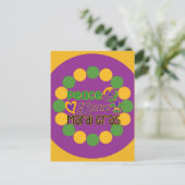 Peace Love Mardi Gras Paars Gold Briefkaart (Staand voorkant)