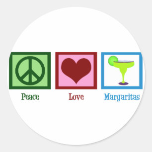 Peace Love Margaritas Ronde Sticker