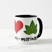 Peace Love Marinara Basil laat cluster over Mok (Voorkant rechts)
