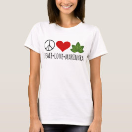Peace Love Marinara Basil laat cluster over T-shirt