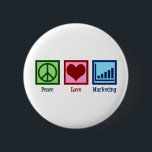 Peace Love Marketing Ronde Button 5,7 Cm<br><div class="desc">Peace Love Marketing. Een gave van de koele marketing afdeling voor een markteter van een bedrijf of een zaken die een schattig vredesteken,  een hart,  en een grafiek van de marktanalyse kenmerken.</div>