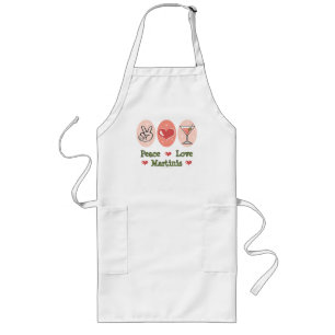 Peace Love Martini Apron Lang Schort