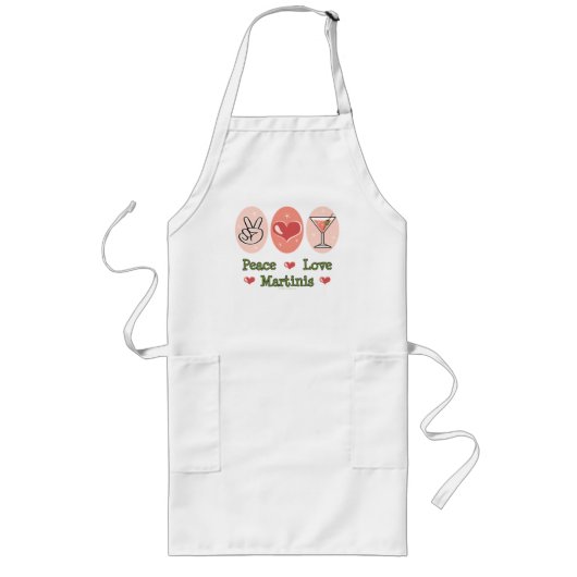 Peace Love Martini Apron Lang Schort (Voorkant)