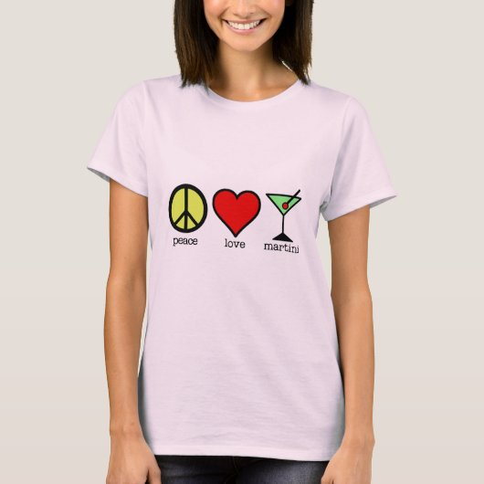 Peace, Love & Martini's - Long Meve T-shirt (Voorkant)