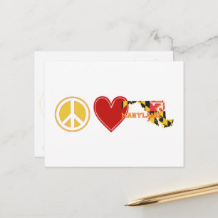 Peace Love Maryland Map Shaped State Flag Briefkaart