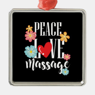 Peace Love Massage Metalen Ornament