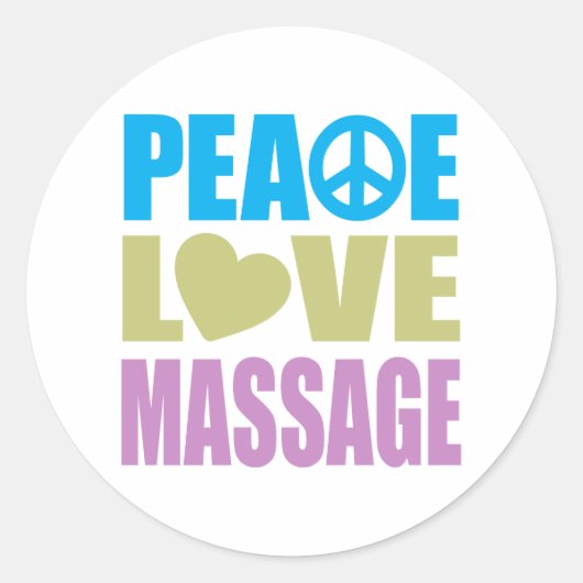 Peace Love Massage Ronde Sticker (Voorkant)