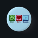 Peace Love Massage Therapy Ronde Button 3,2 Cm<br><div class="desc">Een mooie blauwe masseuse knop die de Peace Love Massage leest voor een therapeut. Een schattig LMT-cadeau voor iemand die bij massagetherapie werkt.</div>