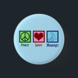 Peace Love Massage Therapy Ronde Button 3,2 Cm<br><div class="desc">Een mooie blauwe masseuse knop die de Peace Love Massage leest voor een therapeut. Een schattig LMT-cadeau voor iemand die bij massagetherapie werkt.</div>