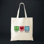 Peace Love Massage Therapy Tote Bag<br><div class="desc">Een prachtig cadeau voor masseuse canvas tas dat de Peace Love Massage leest voor een therapeut. Een schattig LMT-cadeau voor iemand die bij massagetherapie werkt.</div>