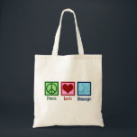 Peace Love Massage Therapy Tote Bag<br><div class="desc">Een prachtig cadeau voor masseuse canvas tas dat de Peace Love Massage leest voor een therapeut. Een schattig LMT-cadeau voor iemand die bij massagetherapie werkt.</div>