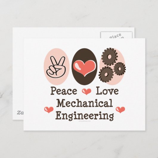 Peace Love Mechanical Engineering Briefkaart (Voorkant / Achterkant)