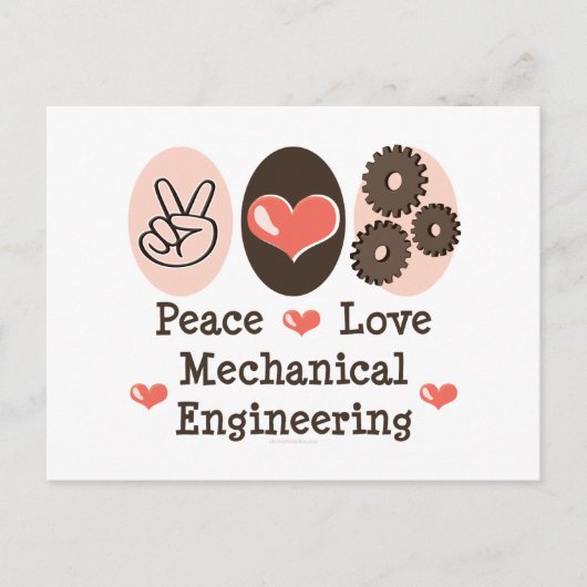 Peace Love Mechanical Engineering Briefkaart (Voorkant)