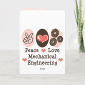 Peace Love Mechanical Engineering Wenskaart Kaart (Achterkant)