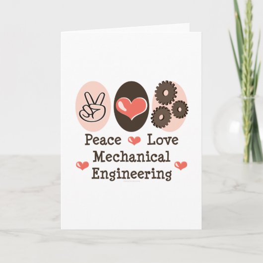 Peace Love Mechanical Engineering Wenskaart Kaart (Voorkant)