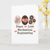 Peace Love Mechanical Engineering Wenskaart Kaart (Gele Bloem)