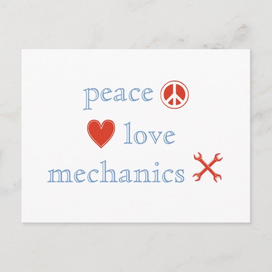 Peace Love Mechanics Briefkaart (Voorkant)