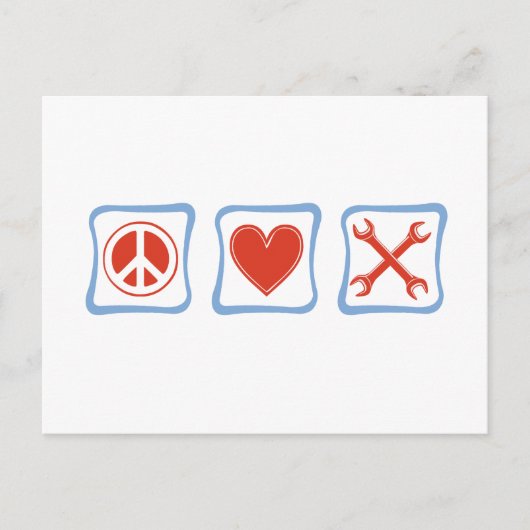 Peace Love Mechanics Squares Briefkaart (Voorkant)