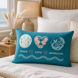 Peace Love Meerminnen Kunstzinnig Turquoise Lendek Kussen