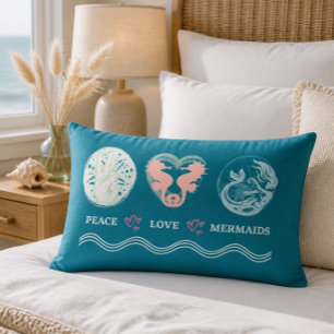 Peace Love Meerminnen Kunstzinnig Turquoise Lendek Kussen