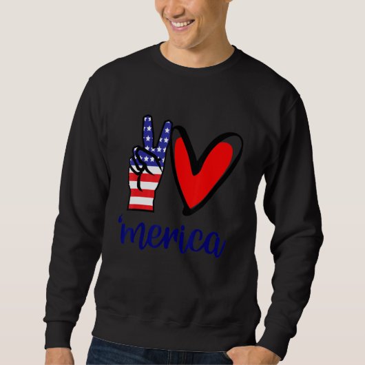 Peace Love Merica 4 juli Onafhankelijkheidsdag Ver Trui (Voorkant)