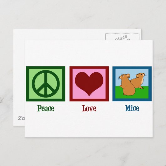 Peace Love Mice Briefkaart (Voorkant / Achterkant)