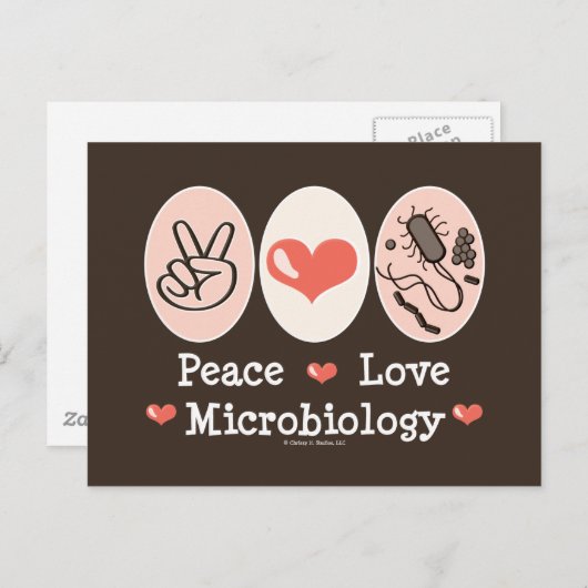 Peace Love Microbiology Briefkaart (Voorkant / Achterkant)