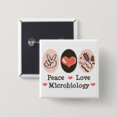 Peace Love Microbiology Button (Voorkant /achterkant)