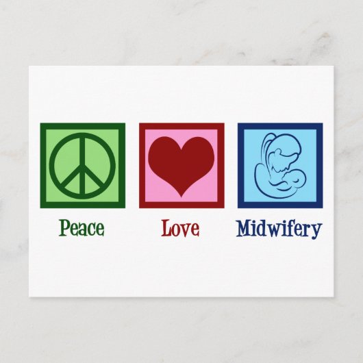Peace Love Midwifery Cute Midechtgenote Briefkaart (Voorkant)