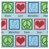 Peace Love Midwifery Cute Midechtgenote Stof (Close Up)