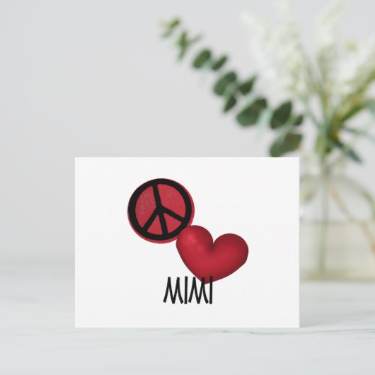 Peace Love Mimi Briefkaart (Staand voorkant)