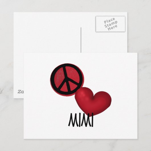 Peace Love Mimi Briefkaart (Voorkant / Achterkant)
