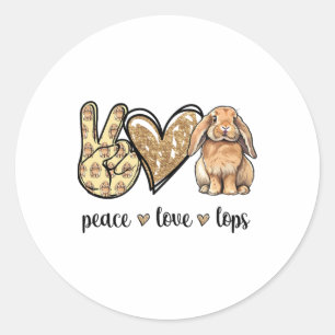 Peace Love Mini Holland Lop Bunny Rabbit Lover Ronde Sticker