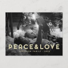Peace & Love Modern Simple Typography Feestdagenkaart