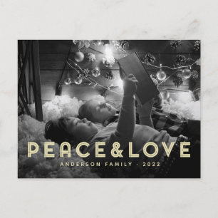 Peace & Love Modern Simple Typography Feestdagenkaart