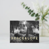 Peace & Love Modern Simple Typography Feestdagenkaart (Staand voorkant)