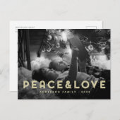 Peace & Love Modern Simple Typography Feestdagenkaart (Voorkant / Achterkant)